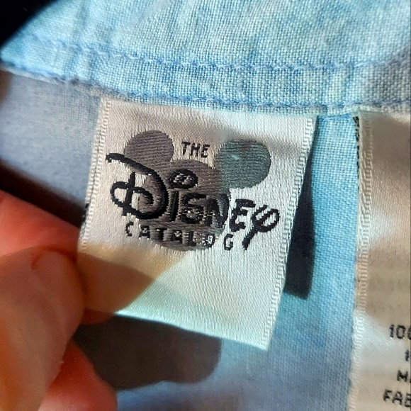 Vintage The Disney Catalog Mickey & Friends Light Blue Denim Button Up Shirt - Picture 3 of 16